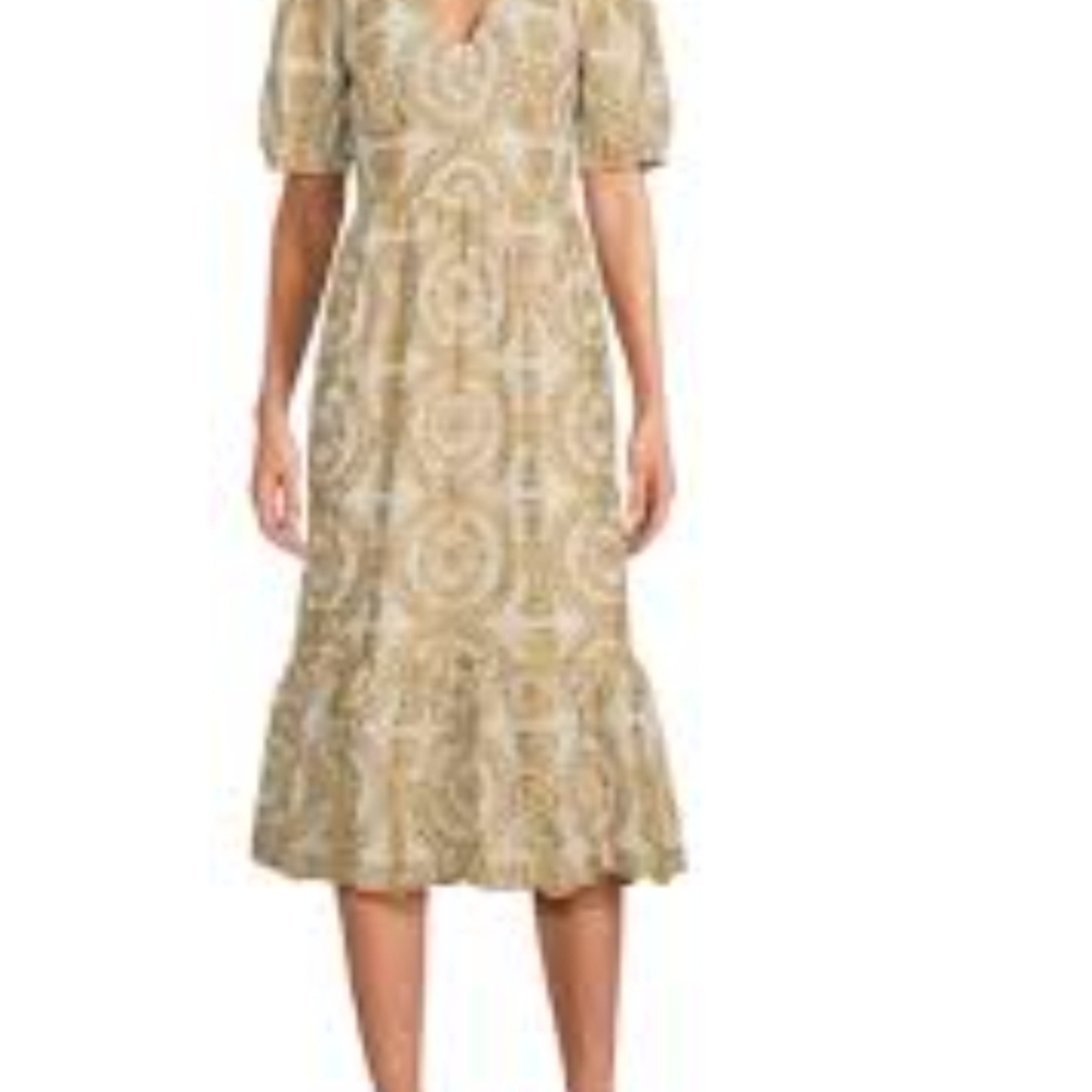 Adelyn Rae Gold and Cream Midi Dress - Picture 2 of 9